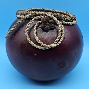 Handcrafted Brown Decorative Gourd with Braided Accent